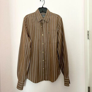 Abercrombie & Fitch Shirt Mens M Brown Striped Button Down Long Sleeve MuscleFit
